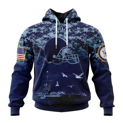 NFL Cleveland Browns Custom Name Number Honor US Navy Veterans Pullover Hoodie
