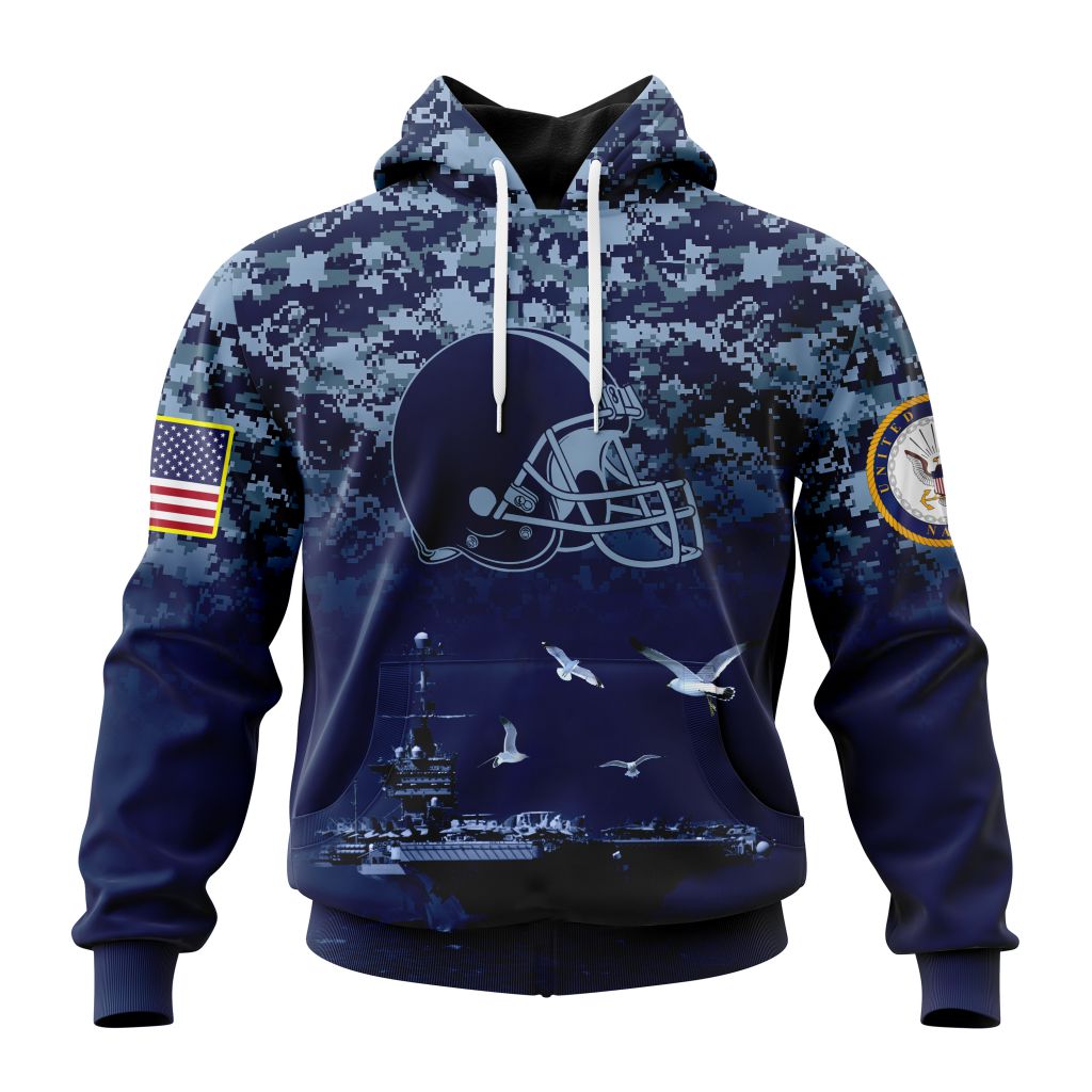 NFL Cleveland Browns Custom Name Number Honor US Navy Veterans Pullover Hoodie NFL Cleveland Browns Custom Name Number Honor US Navy Veterans Pullover Hoodie