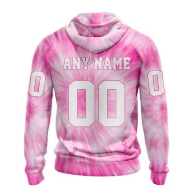 NFL Cleveland Browns Custom Name Number Pink Tie-Dye Pullover Hoodie