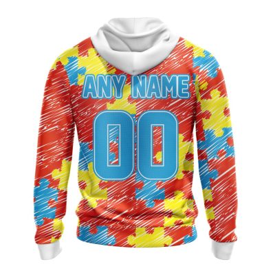 NFL Cleveland Browns Custom Name Number Puzzle Autism Awareness Pullover Hoodie