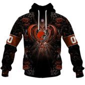 Nfl Cleveland Browns Custom Name Number Rose Dragon Pullover Hoodie Front.jpg - demo10