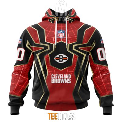 NFL Cleveland Browns Custom Name Number Spider Man Pullover Hoodie