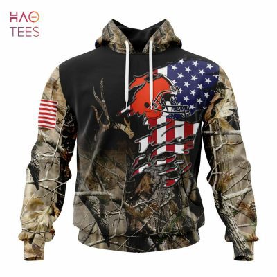 NFL Cleveland Browns Custom Name Number America Flag Pullover Hoodie V2