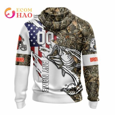 NFL Cleveland Browns Custom Name Number Fish Pullover Hoodie