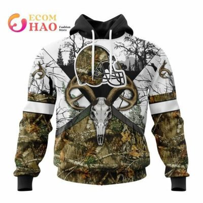 NFL Cleveland Browns Custom Name Number Deer Skull Pullover Hoodie