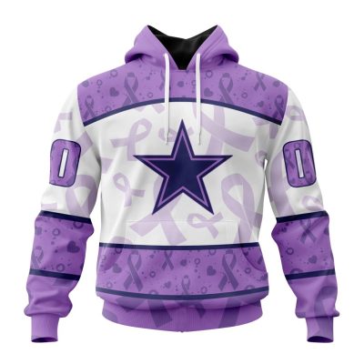 NFL Dallas Cowboys Custom Name Number Fight Cancer Pullover Hoodie