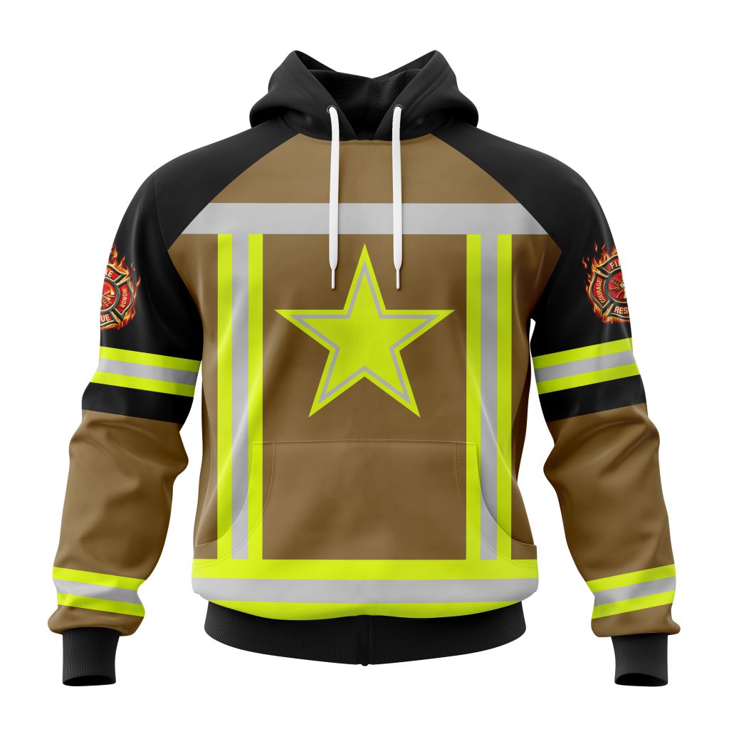 NFL Dallas Cowboys Custom Name Number Firefighter Uniform Pullover Hoodie NFL Dallas Cowboys Custom Name Number Firefighter Uniform Pullover Hoodie