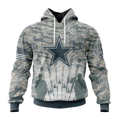 NFL Dallas Cowboys Custom Name Number Honor US Air Force Veterans Pullover Hoodie
