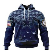 NFL Dallas Cowboys Custom Name Number Honor US Navy Veterans Pullover Hoodie
