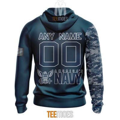 NFL Dallas Cowboys Custom Name Number Navy Skull Camo Veteran Pullover Hoodie