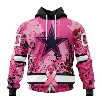 NFL Dallas Cowboys Custom Name Number Pink Breast Cancer Pullover Hoodie