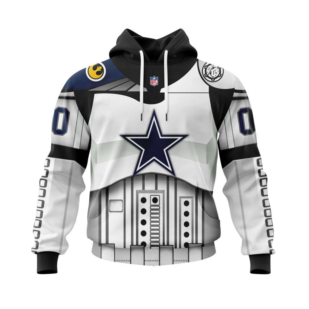 NFL Dallas Cowboys Custom Name Number Star Wars Pullover Hoodie NFL Dallas Cowboys Custom Name Number Star Wars Pullover Hoodie