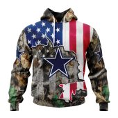NFL Dallas Cowboys Custom Name Number USA Flag Camo Realtree Pullover Hoodie