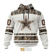 NFL Dallas Cowboys Custom Name Number White Camo Hunting Pullover Hoodie