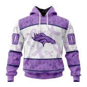 NFL Denver Broncos Custom Name Number Fight Cancer Pullover Hoodie