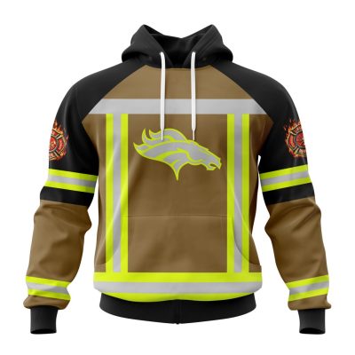 NFL Denver Broncos Custom Name Number Firefighter Uniform Pullover Hoodie