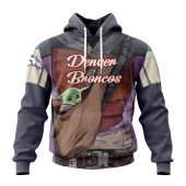 NFL Denver Broncos Custom Name Number Mandalorian And Baby Yoda Pullover Hoodie