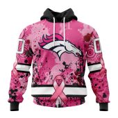 NFL Denver Broncos Custom Name Number Pink Breast Cancer Pullover Hoodie