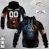 NFL Denver Broncos Custom Name Number Rose Dragon Pullover Hoodie