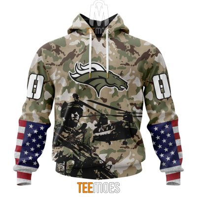 NFL Denver Broncos Custom Name Number Veteran Salute To Service Pullover Hoodie