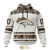 NFL Denver Broncos Custom Name Number White Camo Hunting Pullover Hoodie