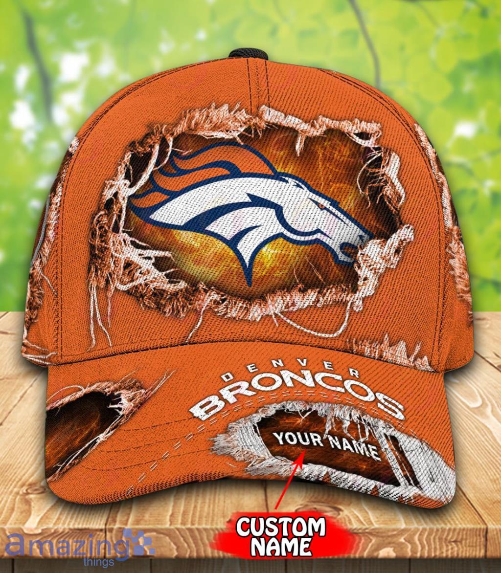 NFL Denver Broncos Custom Name Orange Classic Cap NFL Denver Broncos Custom Name Orange Classic Cap