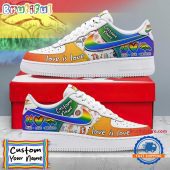 NFL Denver Broncos Pride Peace Love Broncos Custom Air Force 1 Shoes Sneaker