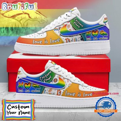 NFL Denver Broncos Pride Peace Love Broncos Custom Air Force 1 Shoes Sneaker