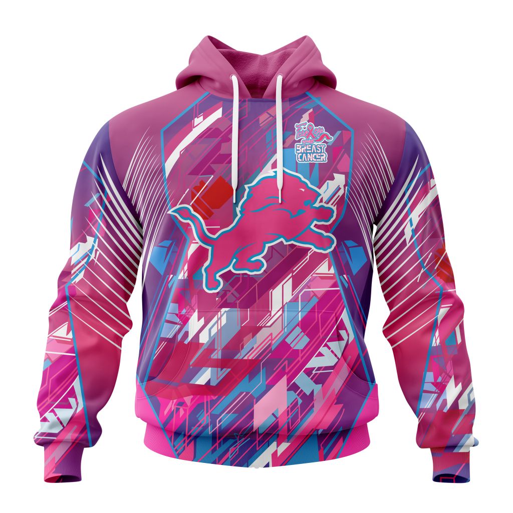 NFL Detroit Lions Breast Cancer Pullover Hoodie NFL Detroit Lions Breast Cancer Pullover Hoodie