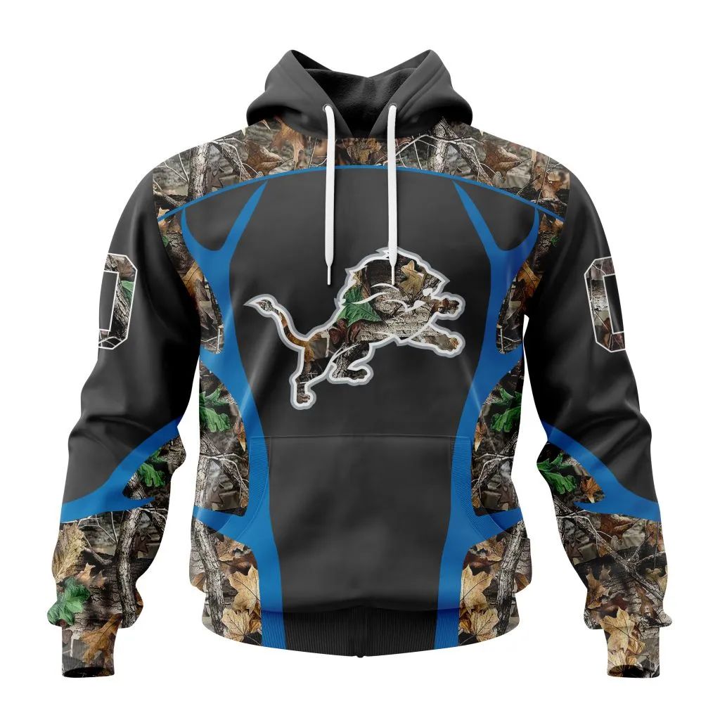 NFL Detroit Lions Custom Name Number Camo Hunting Pullover Hoodie NFL Detroit Lions Custom Name Number Camo Hunting Pullover Hoodie