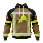 NFL Detroit Lions Custom Name Number Firefighter Uniform Pullover Hoodie