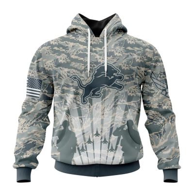 NFL Detroit Lions Custom Name Number Honor US Air Force Veterans Pullover Hoodie