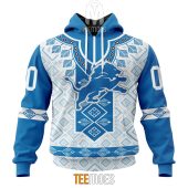 Nfl Detroit Lions Custom Name Number Native Pattern Pullover Hoodie 2046.jpg - demo10