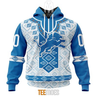 NFL Detroit Lions Custom Name Number Native Pattern Pullover Hoodie