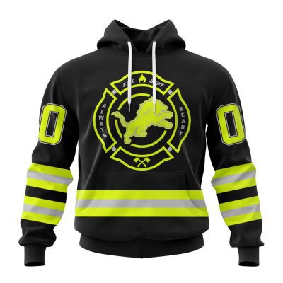 NFL Detroit Lions Custom Name Number Special FireFighter Uniform Pullover Hoodie