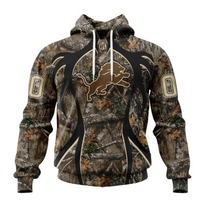 NFL Detroit Lions Custom Name Number Special Hunting Camo Pullover Hoodie