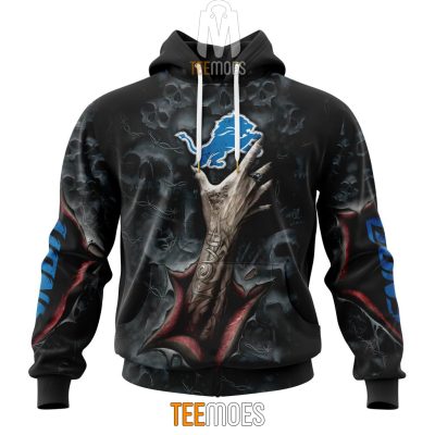NFL Detroit Lions Halloween Horror Skull Pullover Hoodie