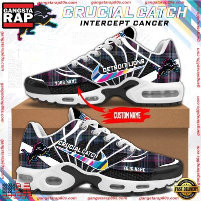 NFL Detroit LionsCrucial Catch Intercept Cancer Air Max Plus Shoes Running Sneakers