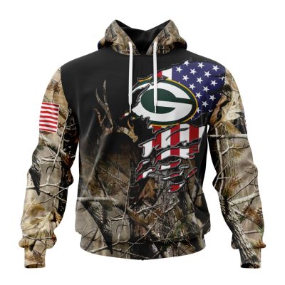 NFL Green Bay Packers Custom Name Number Camo Realtree Hunting Pullover Hoodie