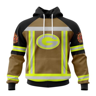 NFL Green Bay Packers Custom Name Number Firefighter Uniform Pullover Hoodie