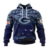 NFL Green Bay Packers Custom Name Number Honor US Navy Veterans Pullover Hoodie
