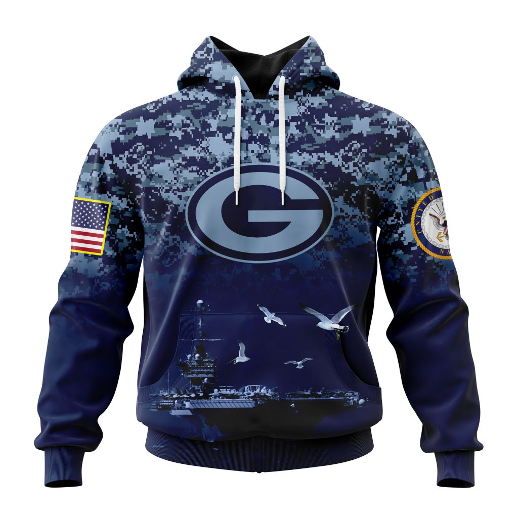 NFL Green Bay Packers Custom Name Number Honor US Navy Veterans Pullover Hoodie NFL Green Bay Packers Custom Name Number Honor US Navy Veterans Pullover Hoodie