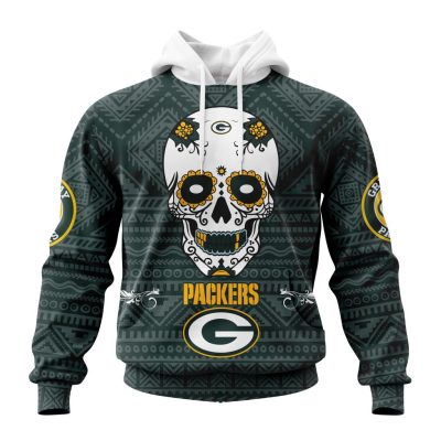 NFL Green Bay Packers Custom Name Number Kits For Dia De Muertos Pullover Hoodie