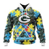 Nfl Green Bay Packers Custom Name Number Puzzle Autism Awareness Pullover Hoodie Front.jpg - demo10