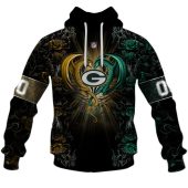 Nfl Green Bay Packers Custom Name Number Rose Dragon Pullover Hoodie Front.jpg - demo10