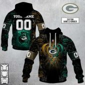 Nfl Green Bay Packers Custom Name Number Rose Dragon Pullover Hoodie Front Back.jpg - demo10