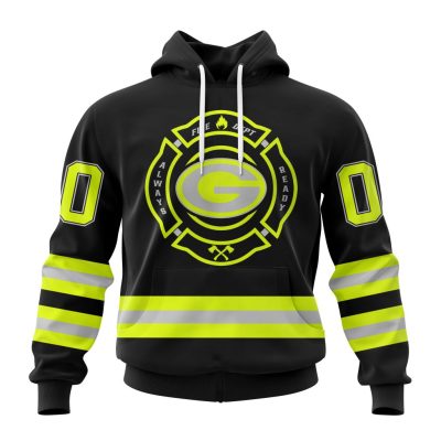 NFL Green Bay Packers Custom Name Number Special FireFighter Uniform Pullover Hoodie