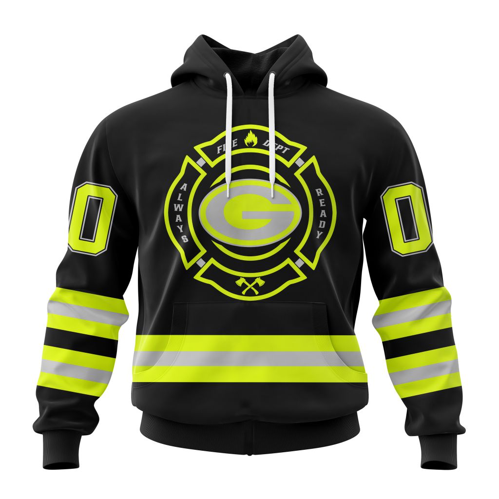 NFL Green Bay Packers Custom Name Number Special FireFighter Uniform Pullover Hoodie NFL Green Bay Packers Custom Name Number Special FireFighter Uniform Pullover Hoodie