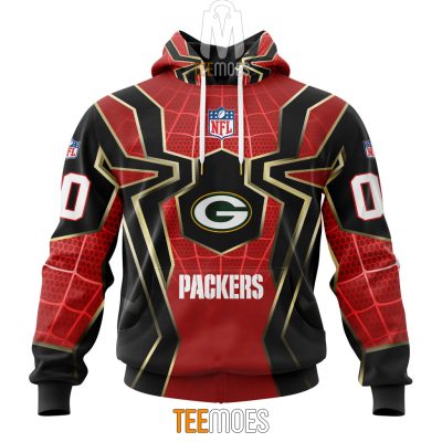 NFL Green Bay Packers Custom Name Number Spider Man Pullover Hoodie