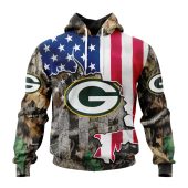 NFL Green Bay Packers Custom Name Number USA Flag Camo Realtree Pullover Hoodie